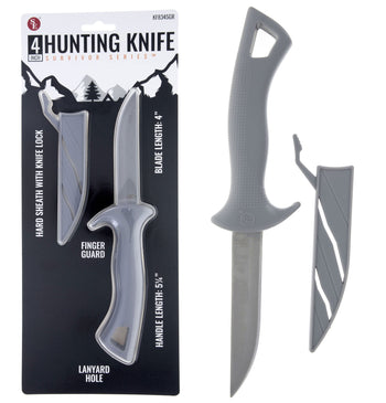 KF8345GR 4-In Hunting Knife with Hard Sheath, Finger Guard and Knife Lock